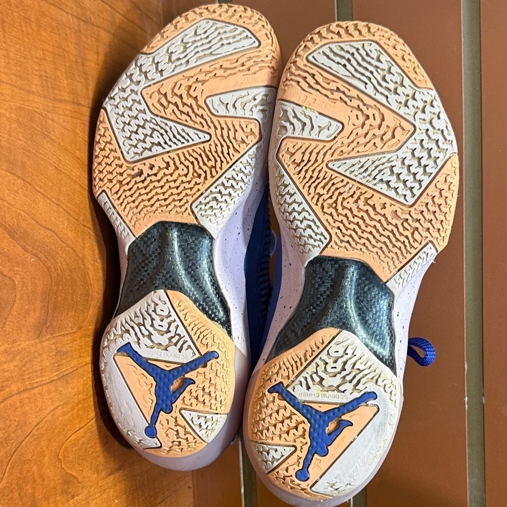 Jordan Women's Athletic High-Top Sneakers in Royal Blue and White - Picture 7 of 9